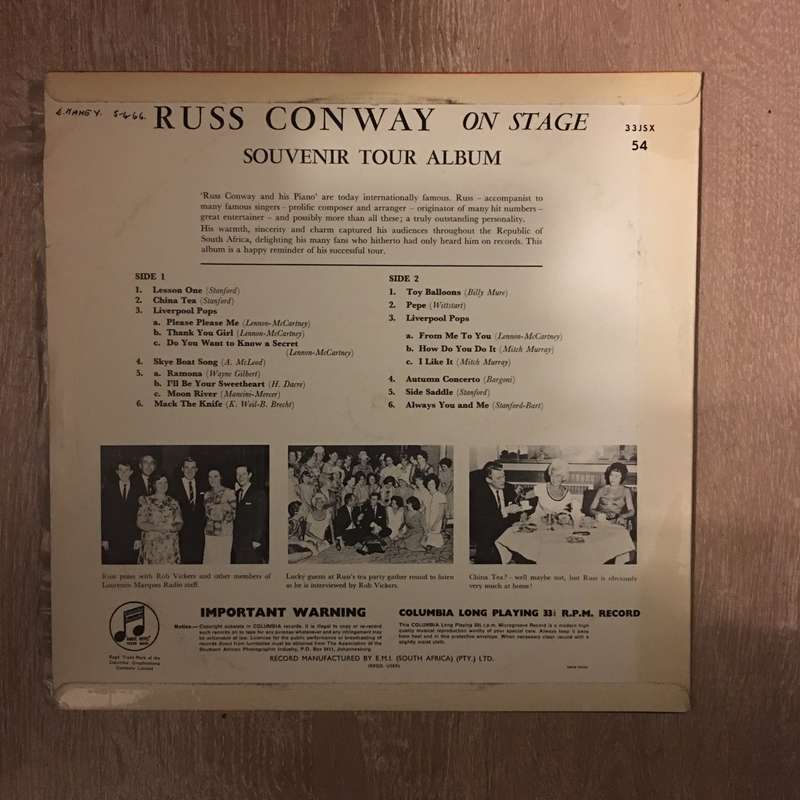 Russ Conway On Stage - Vinyl LP Record - Opened  - Very-Good Quality (VG)