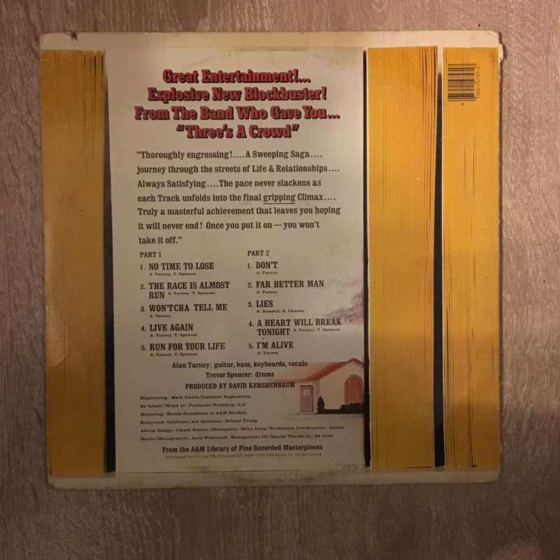 Tarney/Spencer Band - Run For Your Life - Vinyl LP Record - Opened  - Very-Good+ Quality (VG+)