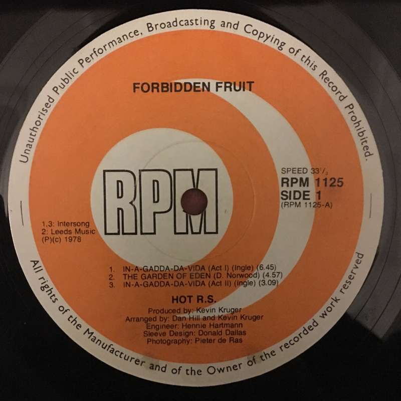 Hot R.S - Forbidden Fruit - Vinyl LP Record - Opened  - Very-Good Quality (VG)
