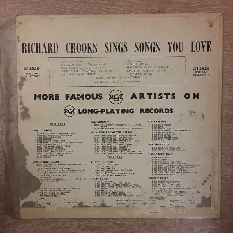 Richard Crooks  Sings Songs You Love - Vinyl LP Record - Opened  - Very-Good+ Quality (VG+)