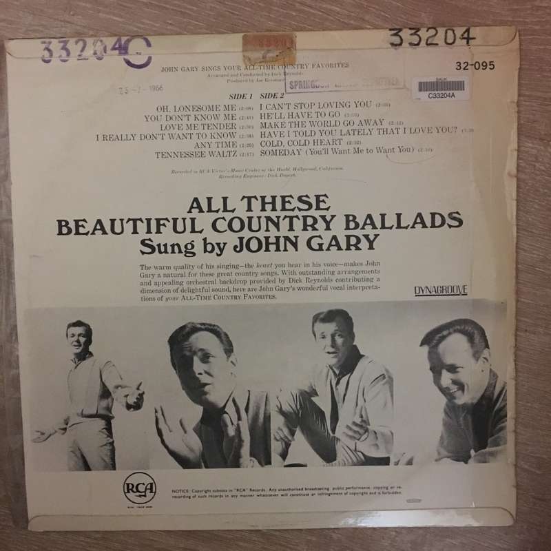 John Gary Sings Your All Time Country Favourites - Vinyl LP Record - Opened  - Very-Good Quality ...