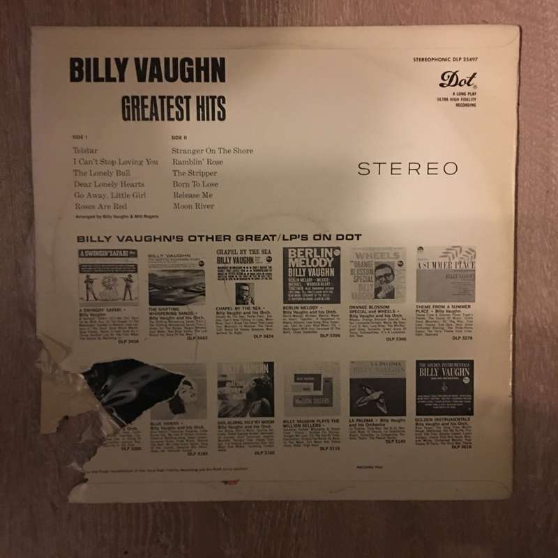 Billy Vaughn - Greatest Hits - Vinyl LP Record - Opened  - Very-Good+ Quality (VG+)