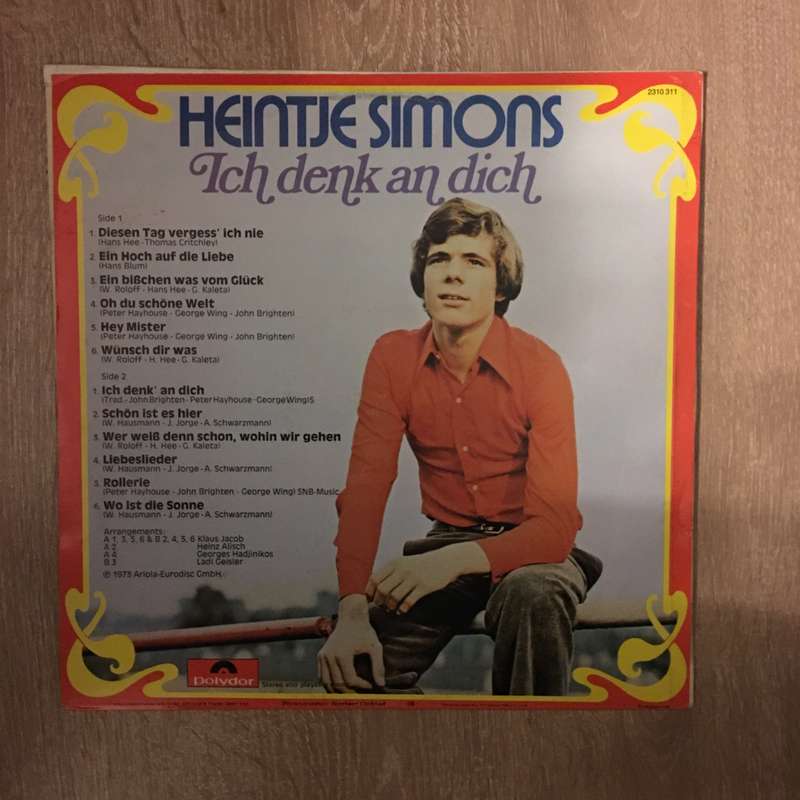 Heintje Simons - Ich Denk An Dich - Vinyl LP Record - Opened  - Very-Good- Quality (VG-)