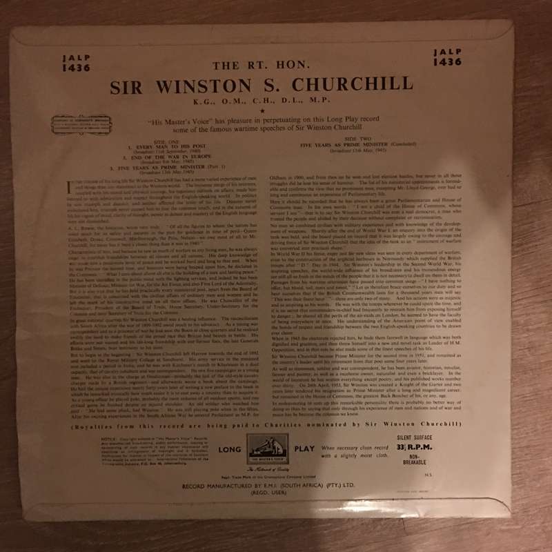 Sir Winston Churchill - A Selection from His Famous Wartime Speeches - Vinyl LP Record - Opened  ...