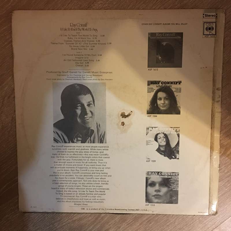 Ray Conniff - I'd Like To Teach The World To Sing - Vinyl LP Record - Opened  - Very-Good- Qualit...