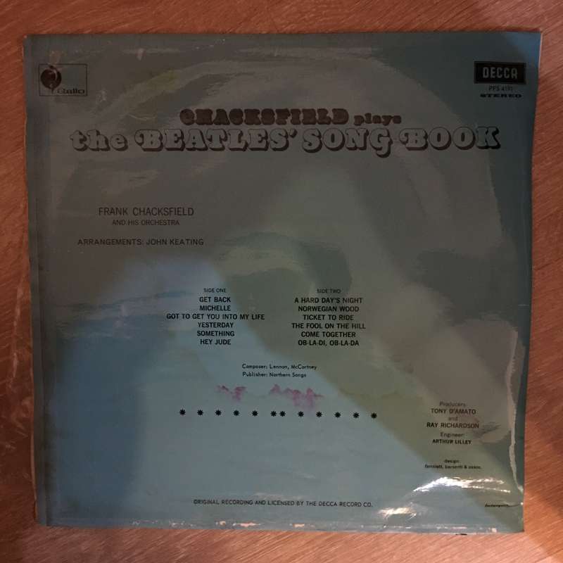Frank Chacksfield And His Orchestra  Chacksfield Plays The Beatles' Song Book - Vinyl LP Re...