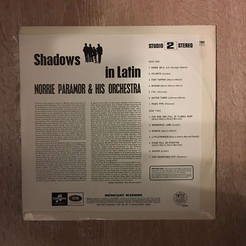 Shadows in Latin - Norrie Panamor and His Orchestra -  Vinyl LP Record - Opened  - Very-Good+ Qua...