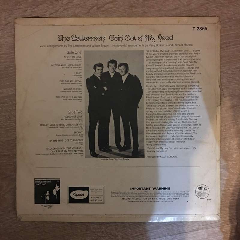 The Lettermen - Goin' Out Of My Head  - Vinyl LP Record - Opened  - Good+ Quality (G+)