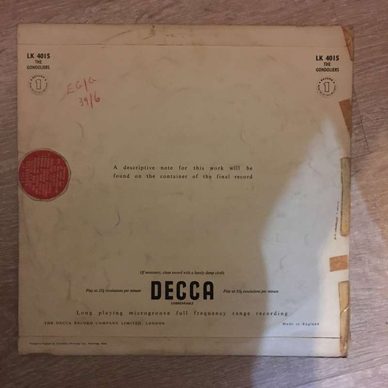 The Gondoliers -Gilbert and Sullivan - Double Vinyl Record - Opened  - Very-Good+ Quality (VG+)