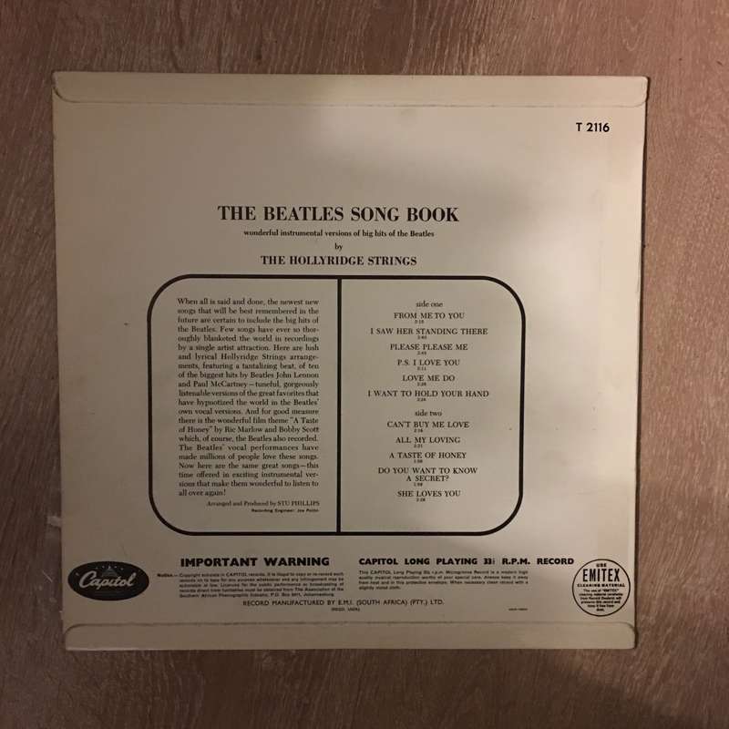 The Beatles Songbook - Hollyridge Strings -  Vinyl LP Record - Opened  - Very-Good- Quality (VG-)