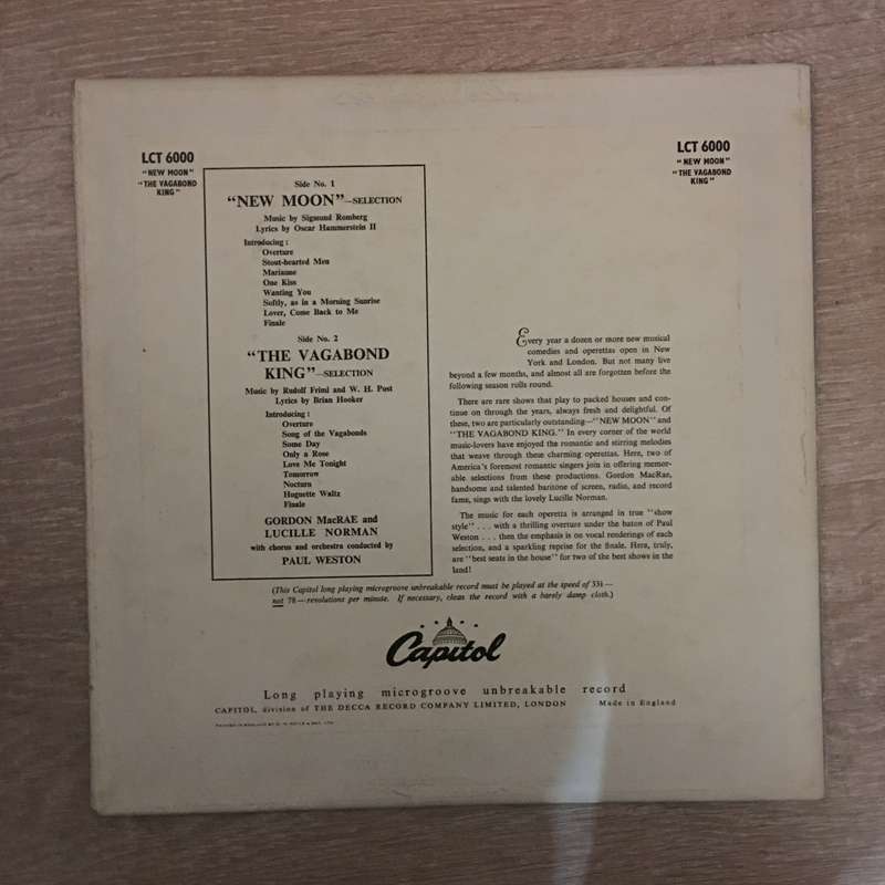 Gordon MacRae With Lucille Norman And Paul Weston And His Orchestra  The Vagabond King And ...