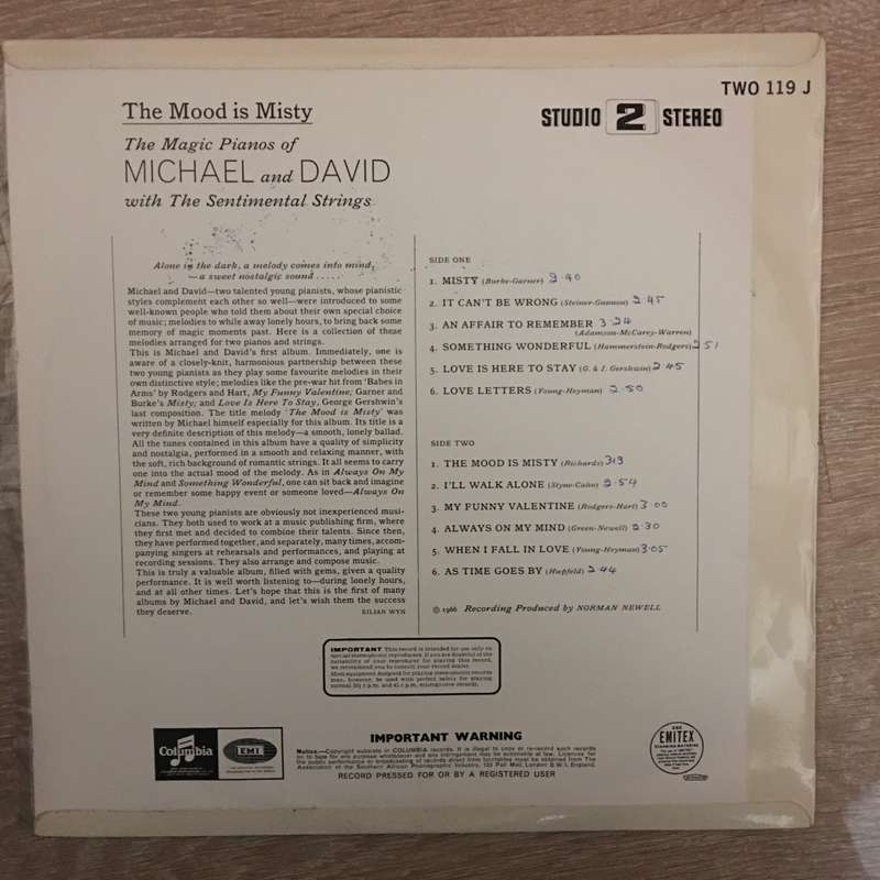 The Magic Pianos Of Michael And David  The Mood Is Misty - Vinyl -  Vinyl LP Record - Very-...