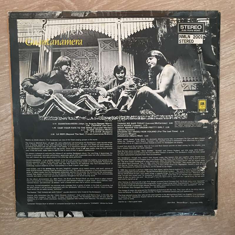 The Sandpipers  Guantanamera - Vinyl LP Record - Opened  - Very-Good Quality (VG)