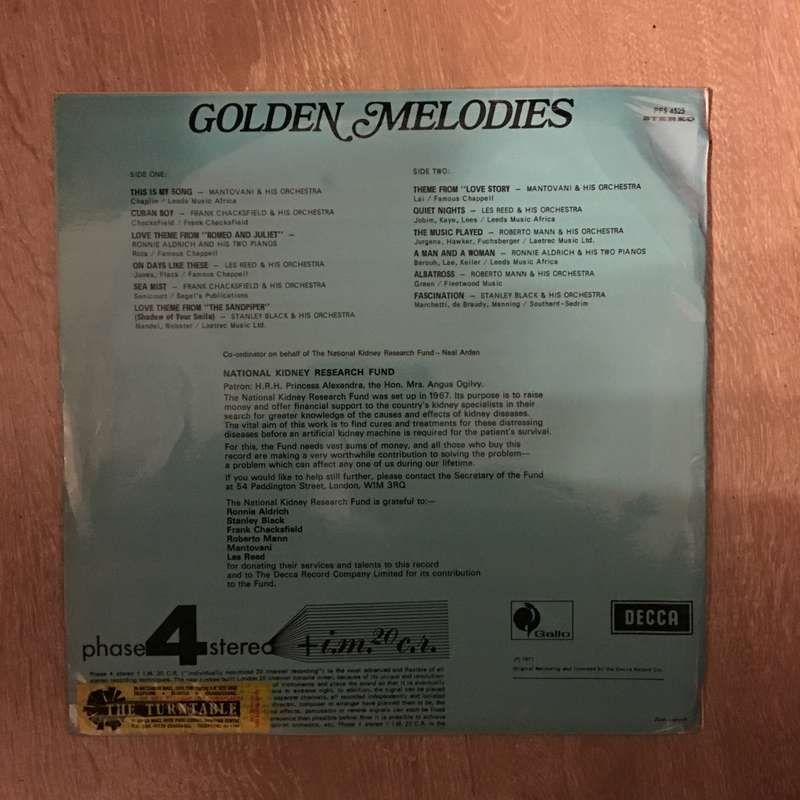 Golden Melodies - Phase 4 Stereo -  Vinyl LP Record - Opened  - Very-Good+ Quality (VG+)