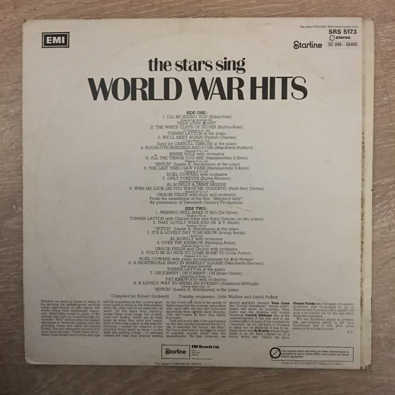 The Stars Sing World War Hits - Vinyl LP Record - Opened  - Very-Good Quality (VG)