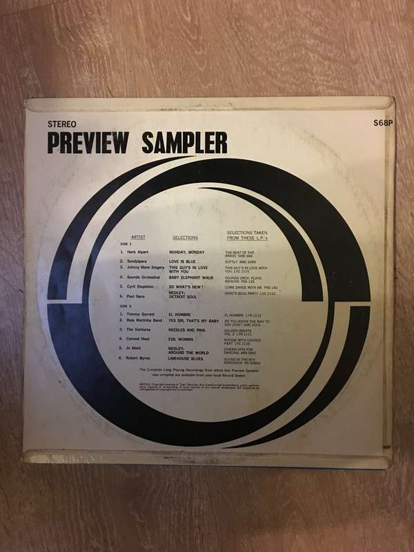 Preview Sampler - Herb Alpert, The Ventures - Vinyl LP Record - Opened  - Very-Good+ Quality (VG+)