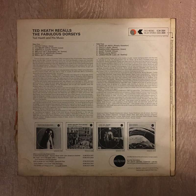 Ted Heath Recalls The Fabulous Dorseys - Vinyl LP Record - Opened  - Very-Good Quality (VG)