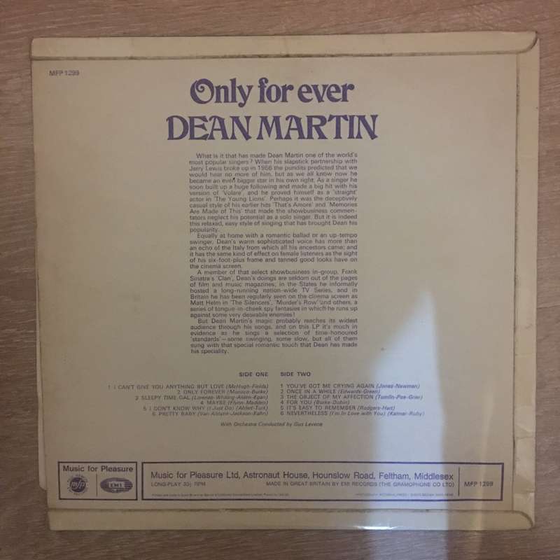 Dean Martin - Only For Ever - Vinyl LP Record - Opened  - Good+ Quality (G+)