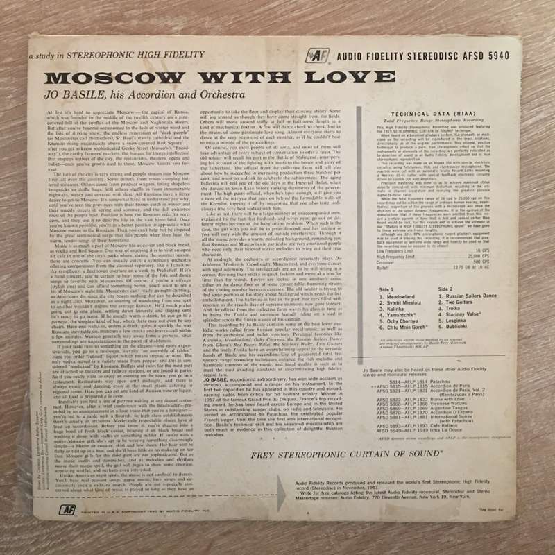 Jo Basile, Accordion And Orchestra  Moscow with Love - Vinyl LP Record - Opened  - Very-Goo...