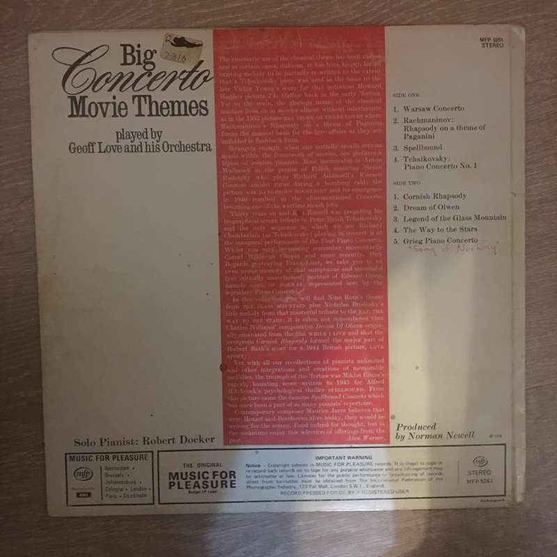 Geoff Love And His Orchestra   Big Concerto Movie Themes - Vinyl -  Vinyl LP Record - Very-...