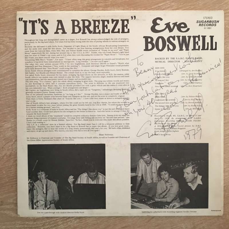 Eve Boswell  It's A Breeze - Vinyl Record - Opened  - Very-Good+ Quality (VG+)