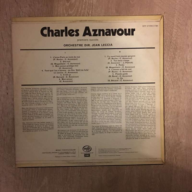 Charles Aznavour - Premiers Succes -  Vinyl LP Record - Opened  - Very-Good+ Quality (VG+)