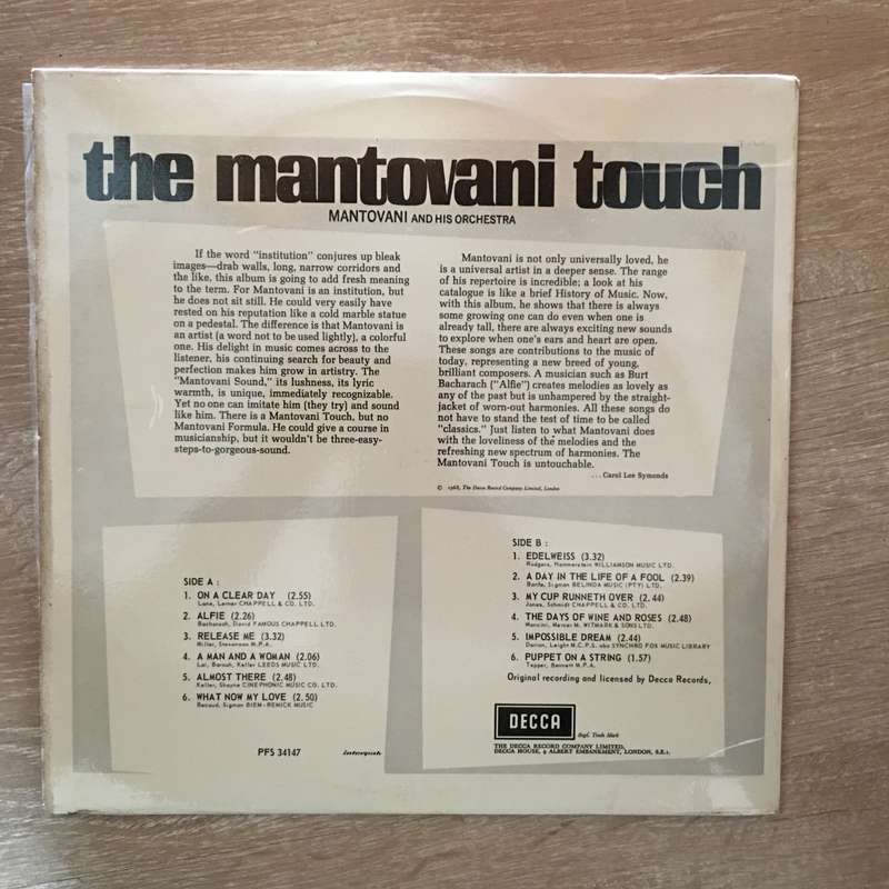 The Mantovani Touch -  Vinyl LP Record - Opened  - Very-Good+ Quality (VG+)