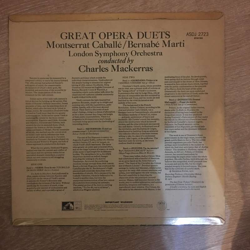 Montserrat Caballé, Bernabé Martí  Great Opera Duets  Vinyl LP Record - Very-Good+...