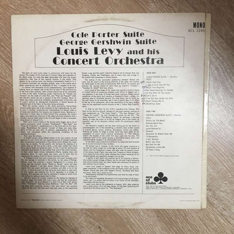 Louis Levy And His Orchestra  Cole Porter & George Gershwin Suites - Vinyl LP Record - Open...