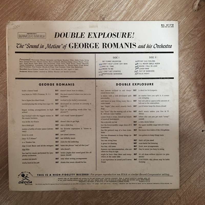 George Romanis and His Orchestra - Double Exposure - Vinyl LP Record - Opened  - Very-Good Qualit...