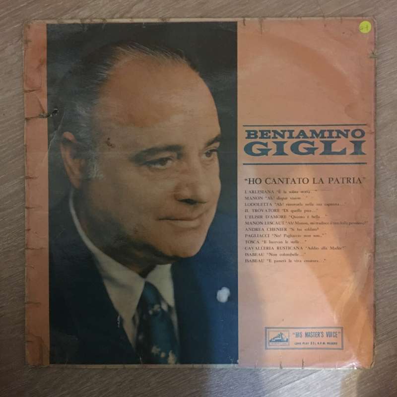 Beniamino Gigli - Ho Cantato La Patria - Vinyl LP Record - Opened  - Good+ Quality (G+)