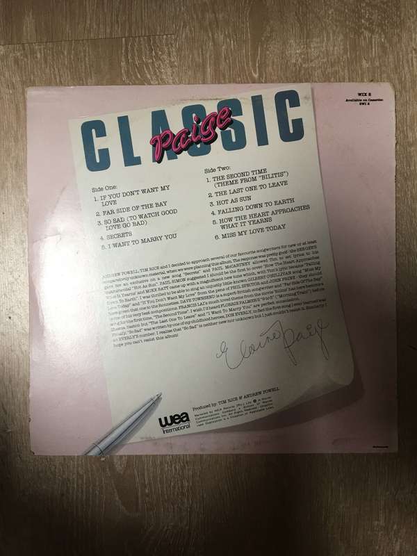Elaine Paige - Classic Paige  - Vinyl LP - Opened  - Very-Good+ Quality (VG+)