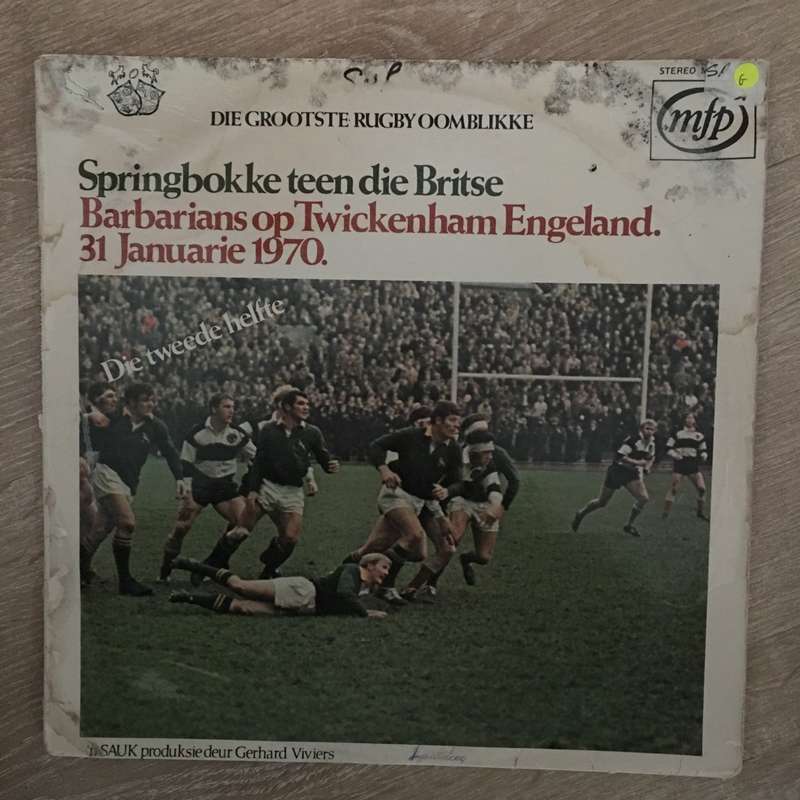 Spingbokke teen die Britse, Barbarians op Twickenham Engeland - 31 Januarie 1970 - Vinyl LP Recor...