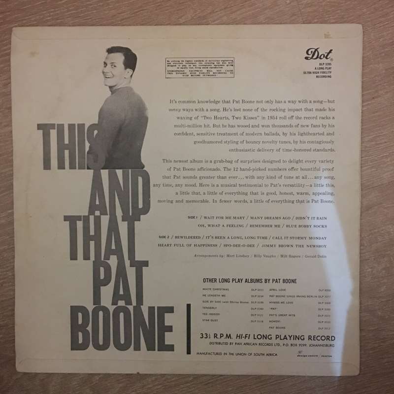 Pat Boone - This and That - Vinyl LP Record - Opened  - Very-Good- Quality (VG-)