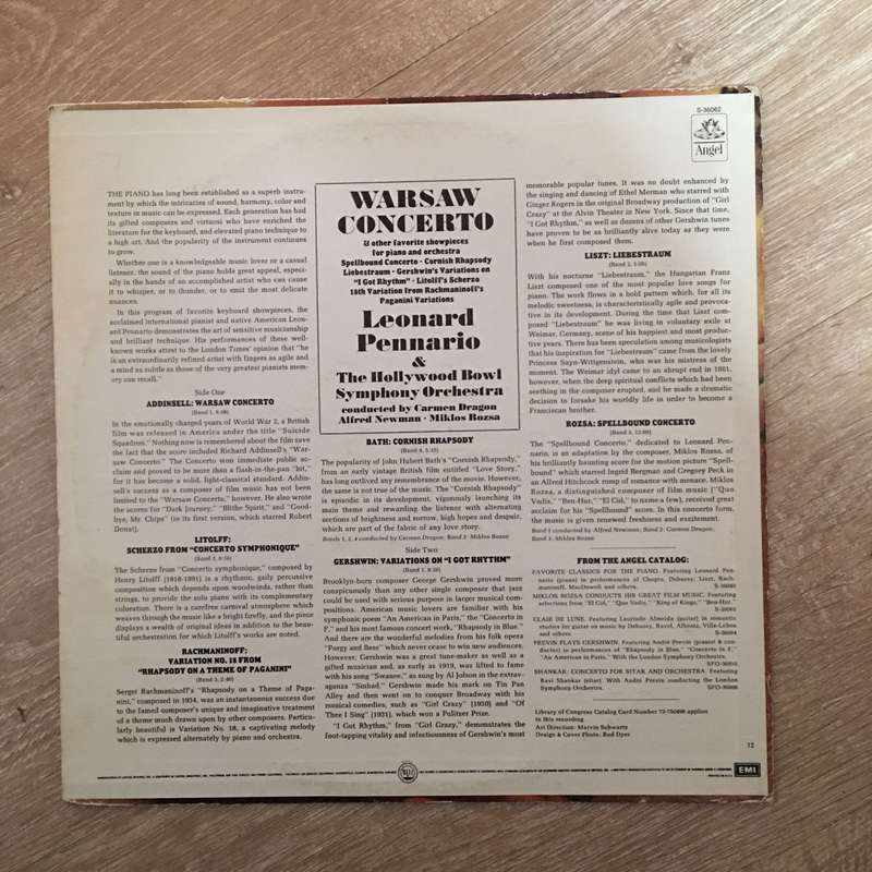 Leonard Pennario - Warsaw Concerto - Vinyl LP Record - Opened  - Very-Good+ Quality (VG+)