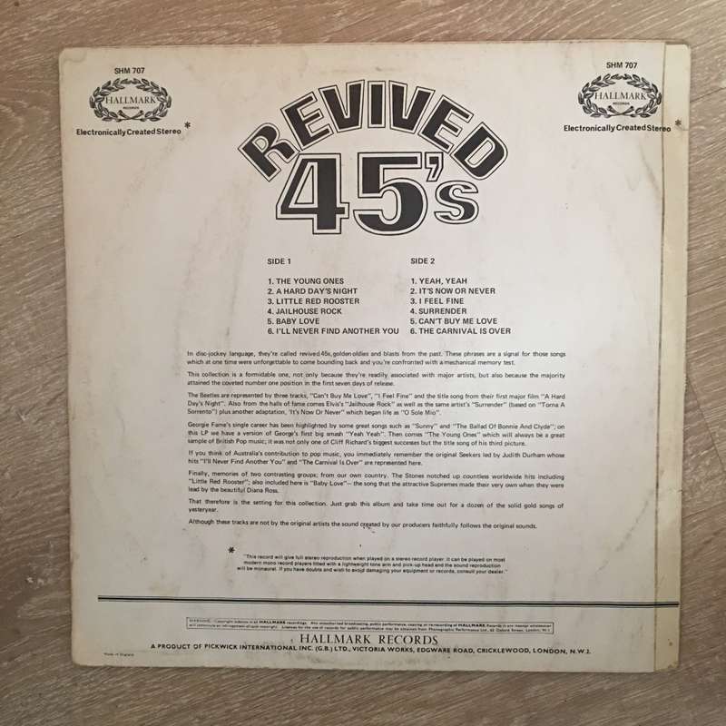 Hallmark - Revived 45's  - Vinyl LP Record - Opened  - Very-Good- Quality (VG-)