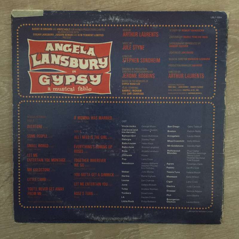 Gypsy (A Musical Fable) (Original London Cast Recording) - Vinyl LP Record - Opened  - Very-Good ...