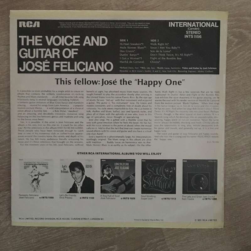 José Feliciano  The Voice And Guitar Of José Feliciano - Vinyl LP Record - Opened  - Very...