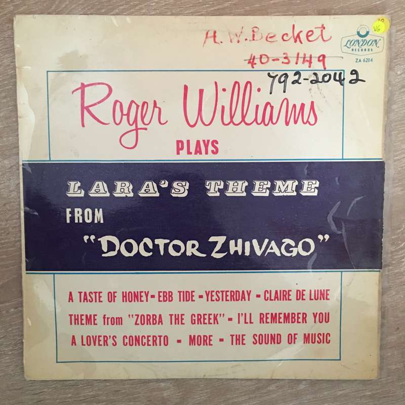 Roger Williams Plays Lara's Theme - Vinyl LP Record - Opened  - Very-Good Quality (VG)