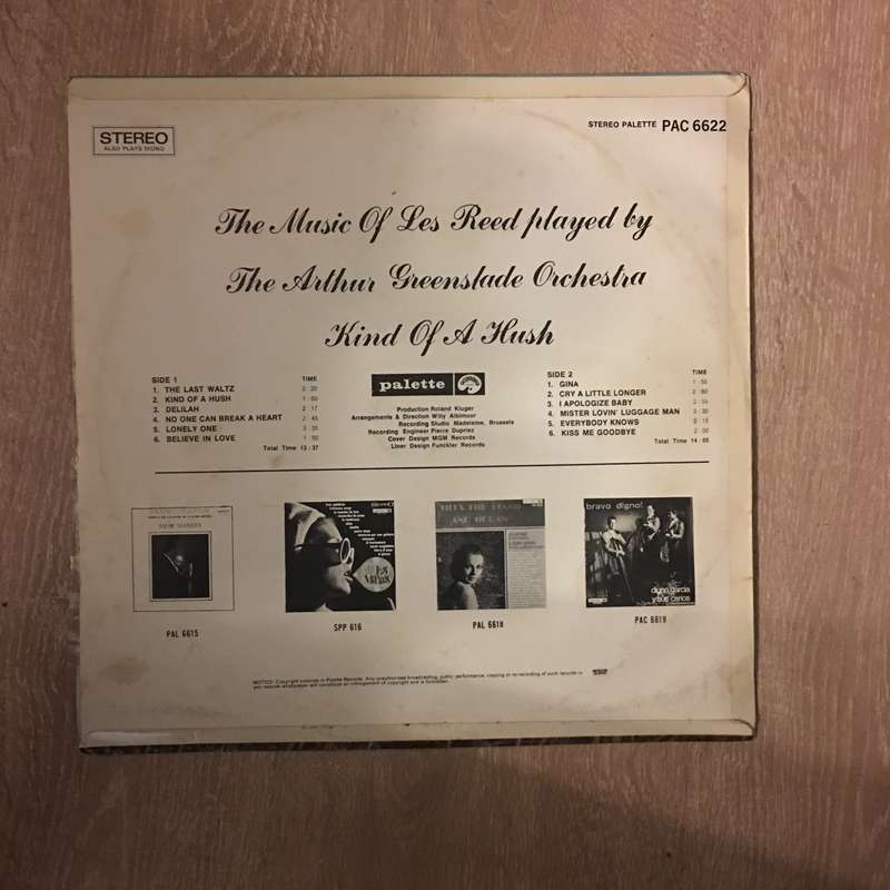 Arthur Greenslade Orchestra - Kind Of Hush - Vinyl LP Record - Opened  - Very-Good Quality (VG)