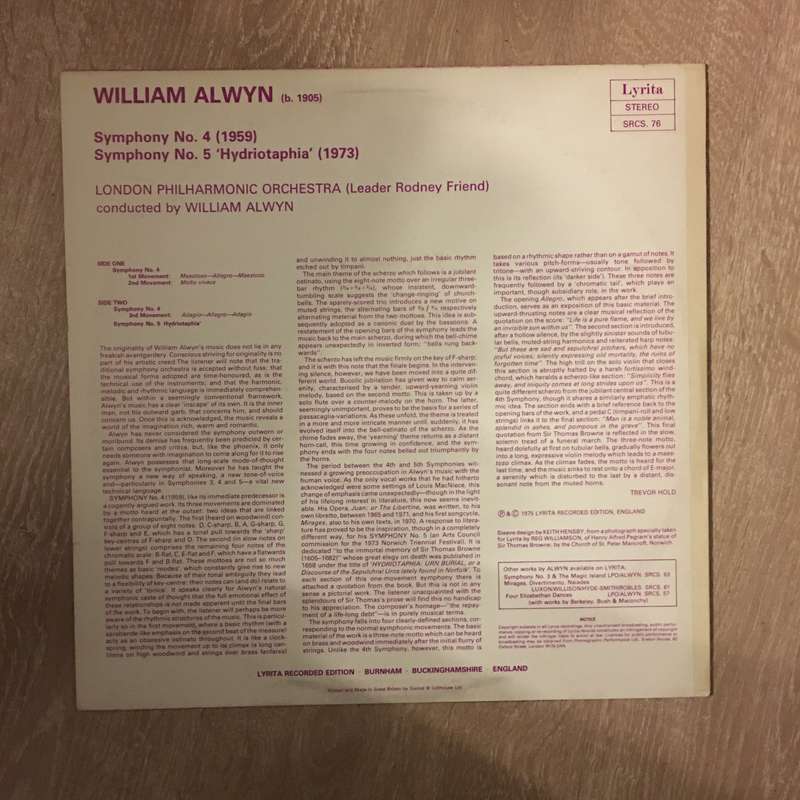 William Alwyn, The London Philharmonic Orchestra  Symphonies 4 & 5 - Vinyl LP Record - Open...