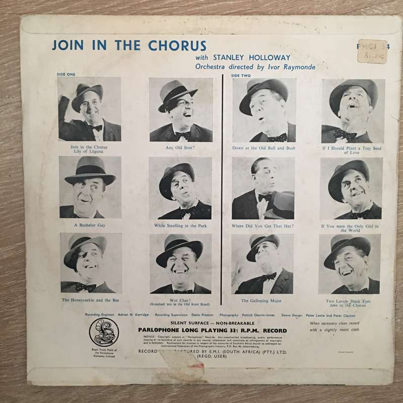Stanley Holloway - Join In The Chorus - Vinyl LP Record - Opened  - Good+ Quality (G+)