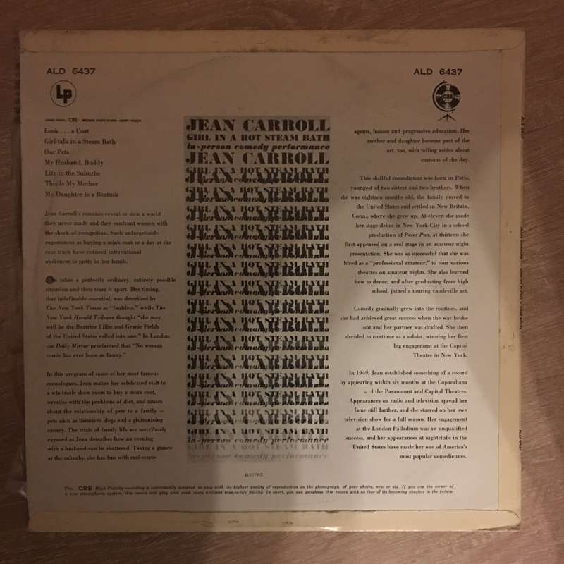 Jean Carroll  Girl In  Hot Steam Bath - Vinyl LP Record Album - Opened  - Very-Good Quality...