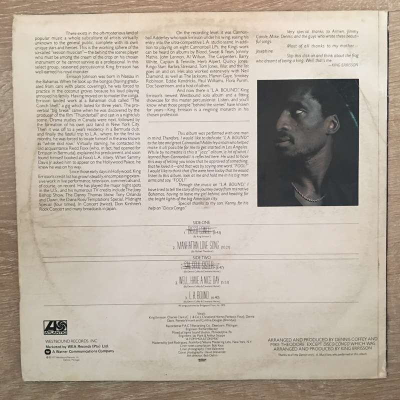 King Errisson  L.A. Bound -  Vinyl LP Record - Very-Good+ Quality (VG+)