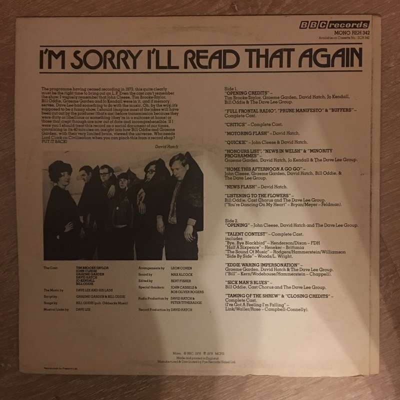 I'm Sorry, I'll Read That Again - Vinyl LP Record - Opened  - Very-Good+ Quality (VG+)