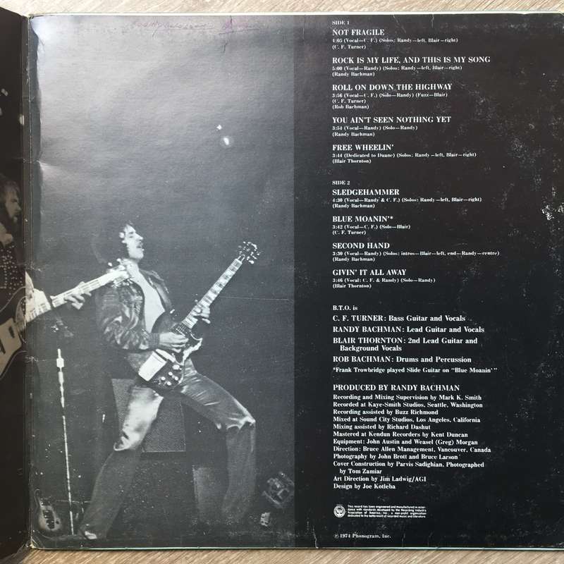 Bachman - Turner Overdrive - Not Fragile  - Vinyl LP Record - Opened  - Very-Good- Quality (VG-)