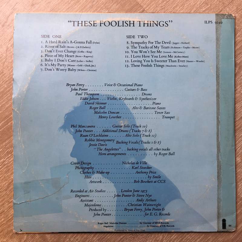 Bryan Ferry - These Foolish Things - Vinyl LP Record - Opened  - Very-Good Quality (VG)