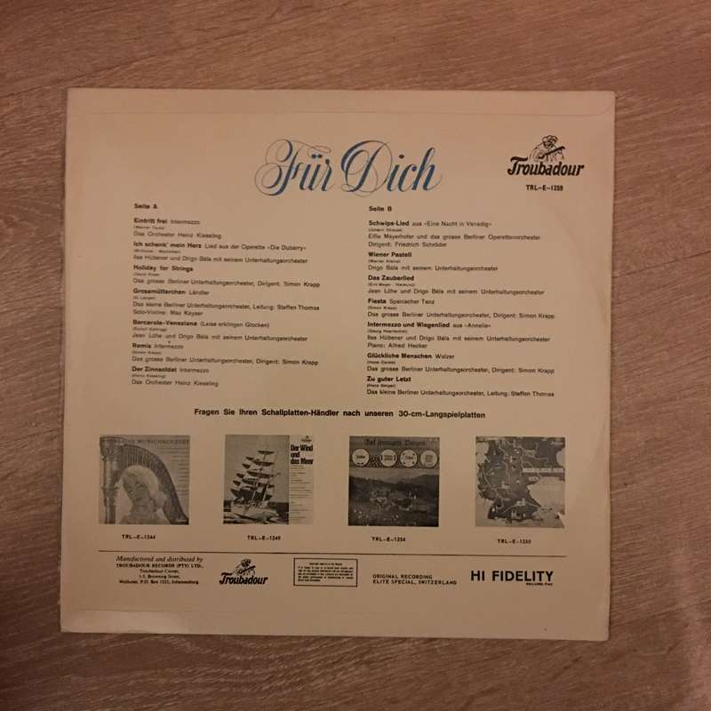 Fur Dich - Vinyl LP Record - Opened  - Very-Good+ Quality (VG+)