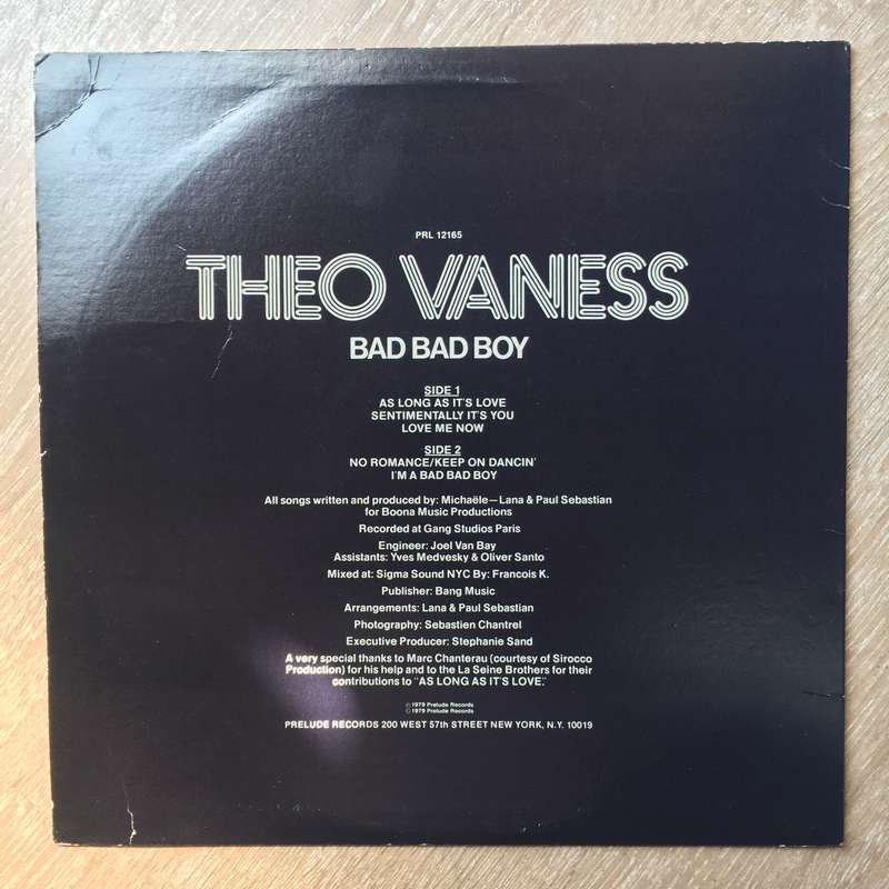 Theo Vaness - Bad Bad Boy - Vinyl LP Record  - Opened  - Very-Good+ Quality (VG+)