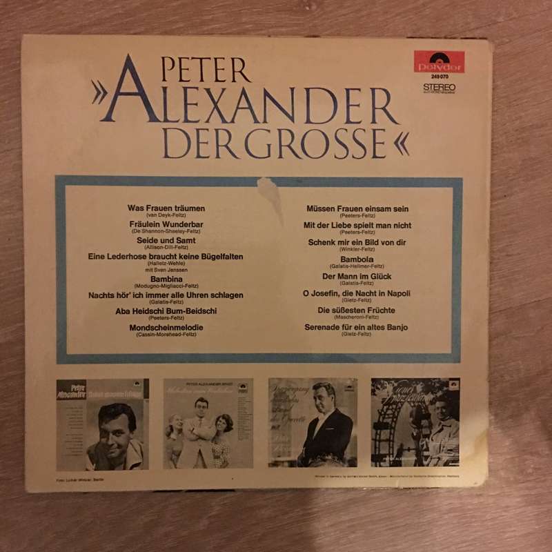 Peter Alexander - Der Grosse- Vinyl LP Record - Opened  - Very-Good+ Quality (VG+)